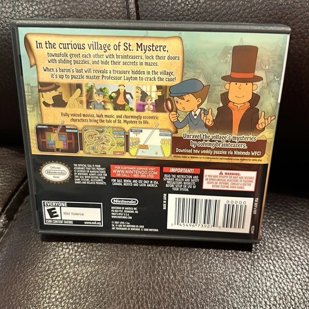 Nintendo DS Professor Layton and the Curious Village video game puzzle